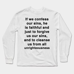 1 John 1:9 KJV Bible Verse Typography Long Sleeve T-Shirt